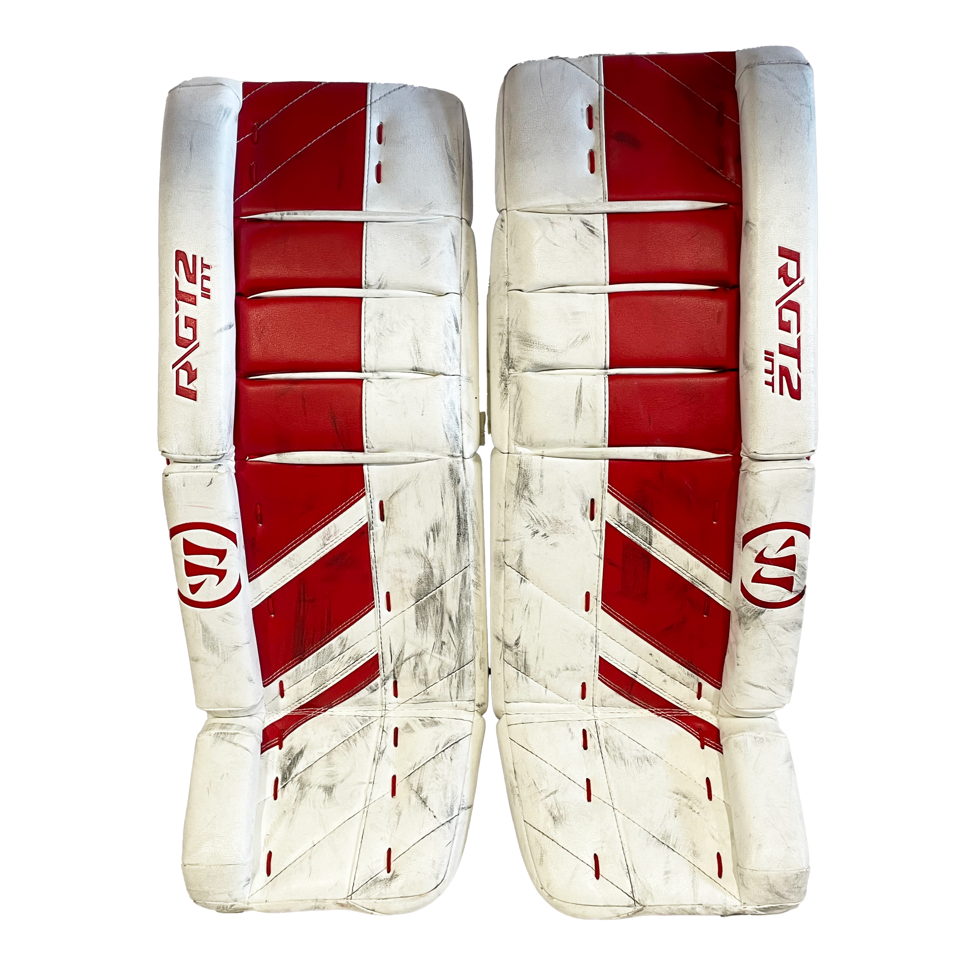 Warrior Ritual GT2 - Jambières de gardien intermédiaires d'occasion (blanc/rouge)